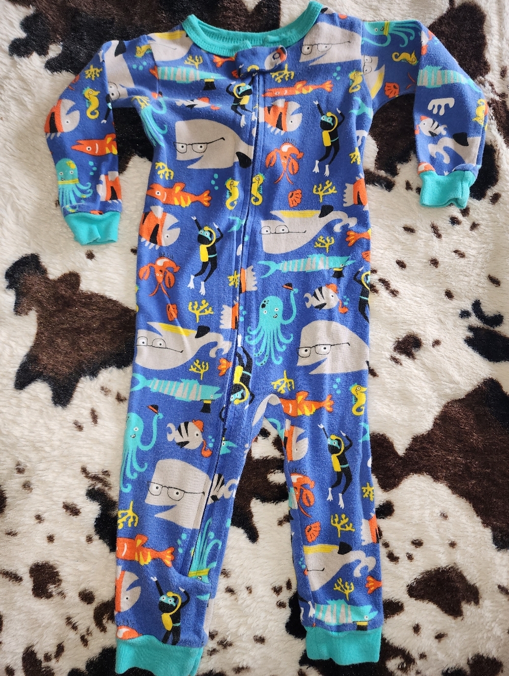 Blue Ocean Friends Zip One-Piece Pajamas